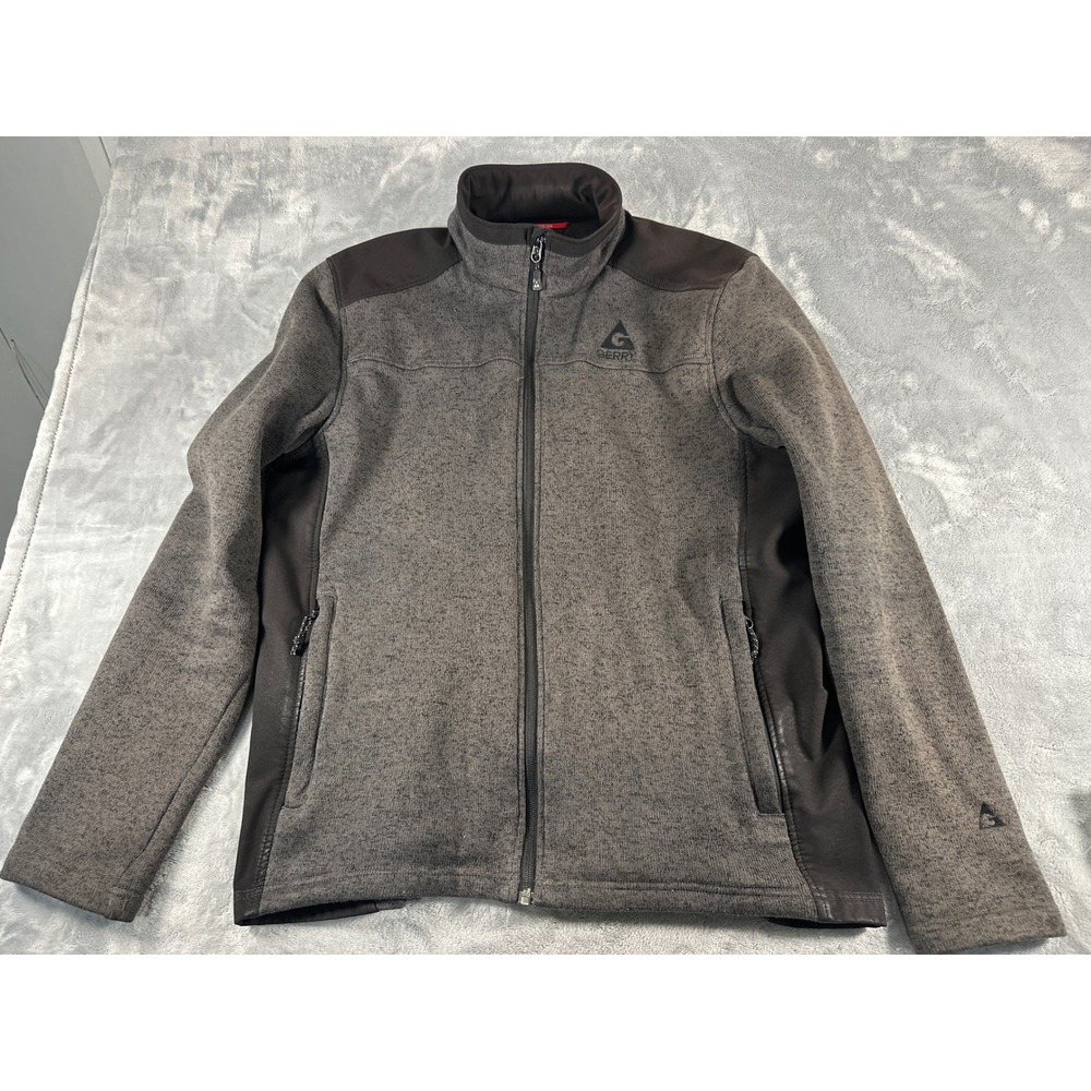 Gerry Mens Large Gray Heathered Full Zip Sweater Fleece Softshell Jacket L